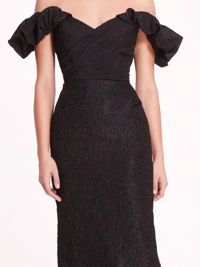 MARCHESA CLOQUE MIDI DRESS 