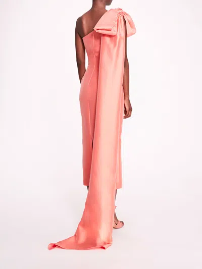 Marchesa Silk Mikado Midi Dress In Coral