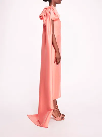 Marchesa Silk Mikado Midi Dress In Coral