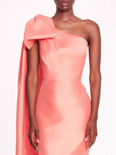 Marchesa Silk Mikado Midi Dress In Coral