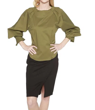 Eva Franco Edera Top In Olive Green In Green