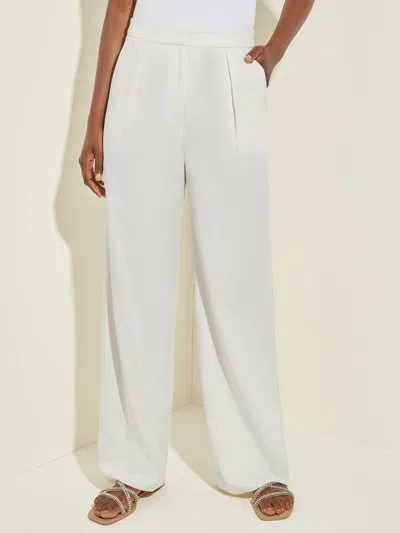 Misook Tailored Wide Leg Stretch Twill Pant, White In White