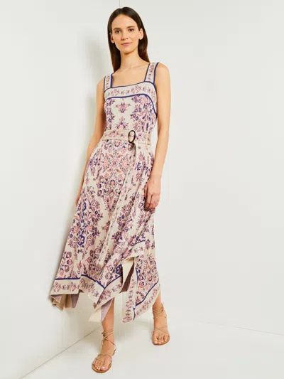 Misook Floral Jacquard-knit Handkerchief Midi Dress In Multi