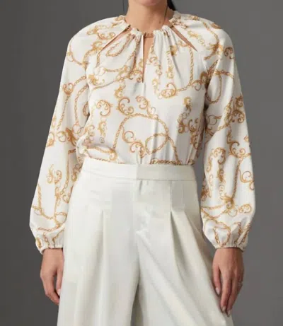 Gilner Farrar Cora Blouse In White Chain Print In Multi