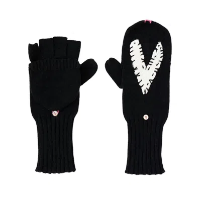 Kerri Rosenthal Women's Patchwork Heart Cashmittens In Abyss In Black