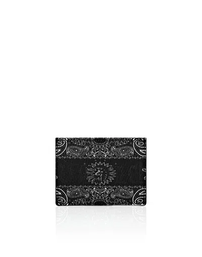 Philipp Plein Leather Credit Cards Holder Paisley In Black