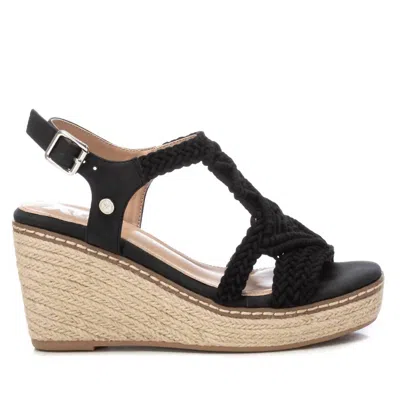 Xti Women's Jute Wedge Sandals In Black In Black