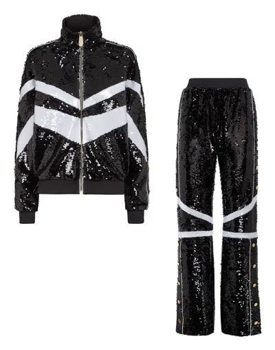 Philipp Plein Top/trousers Tracksuit With Crystals In Black