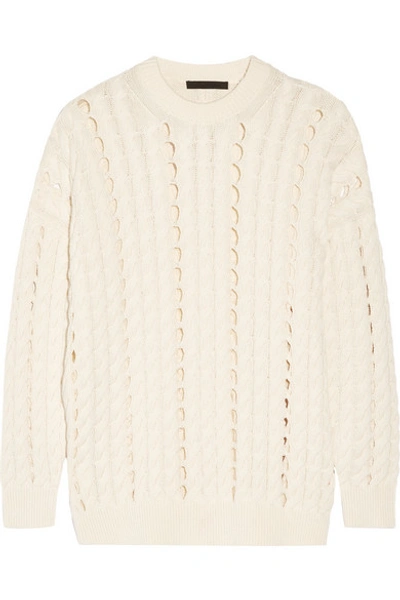 Shop Alexander Wang Open Cable-knit Cotton Sweater