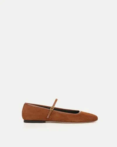 Veronica Beard Ellie Suede Flat In Caramel