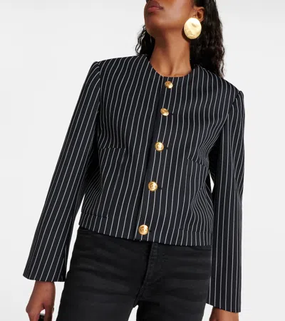 Frame Button Front Jacket In Dark Navy Multi In Blue