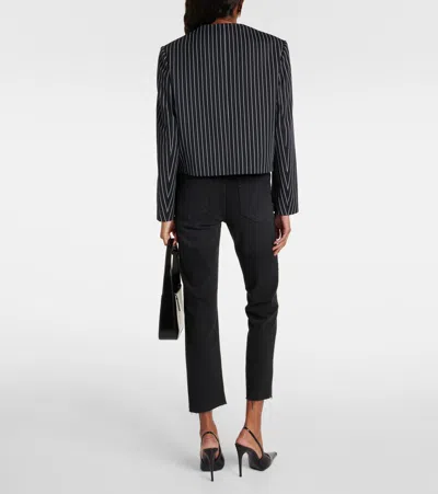 Frame Button Front Jacket In Dark Navy Multi In Blue