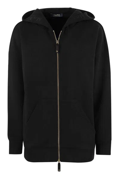 Shop 's Max Mara Double - Cotton Sweatshirt With Zip In Black