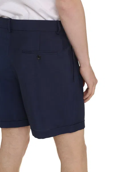 Shop Bally Virgin Wool And Mohair Bermuda-shorts In Blue