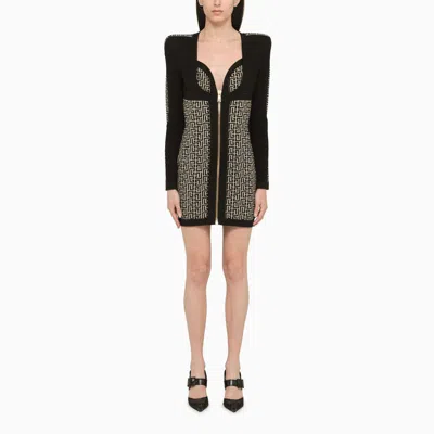 Shop Balmain Knitted Sheath Dress In Multicolor