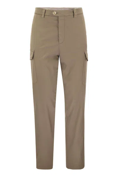 Shop Brunello Cucinelli Garment-dyed Leisure Fit Trousers In Brown