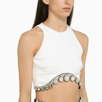 Shop David Koma Jewel Top In White