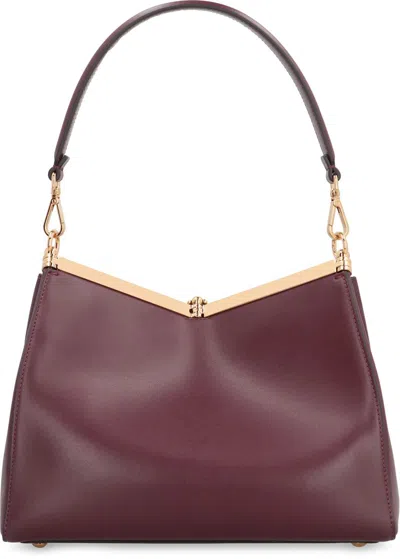 Shop Etro Vela Media Leather Shoulder Bag In Burgundy