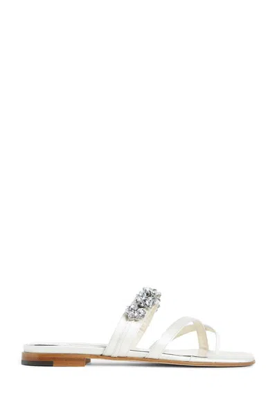 Shop Manolo Blahnik Flat Sandals In Off-white