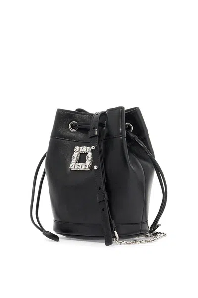 Shop Roger Vivier Mini Leather Trã¨s Vivier Bucket Bag In Black