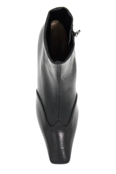Khaite Pointed Toe Ankle Boots With Smooth Lamb Leather In Black