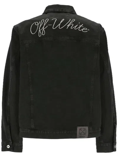Off-white Off White Canvas Jacket With Logo Embroidery In Black Whit