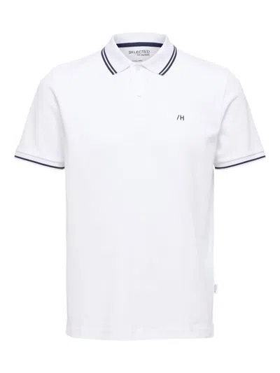 Selected Short Sleeved Polo Shirt In Bright White In White