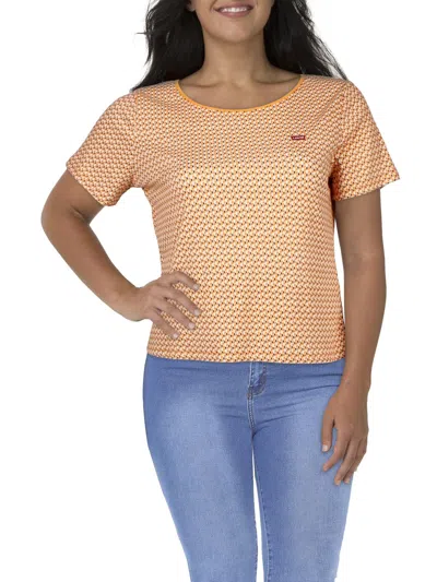 Levi's Plus Womens Ribbed Tee Pullover Top In Orange