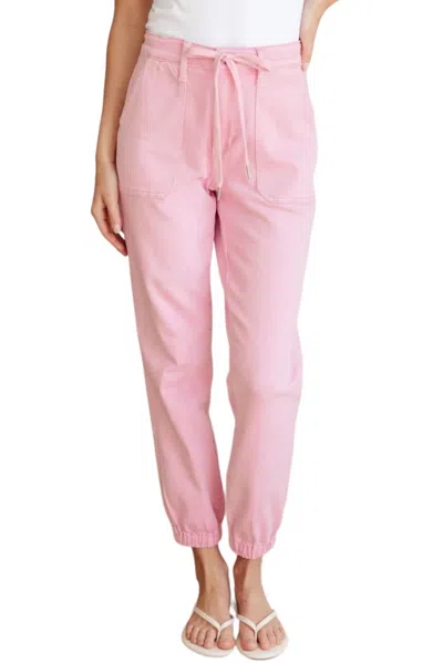 Judy Blue High Waist Garmet Dyed Jogger Pants In Light Pink In Pink