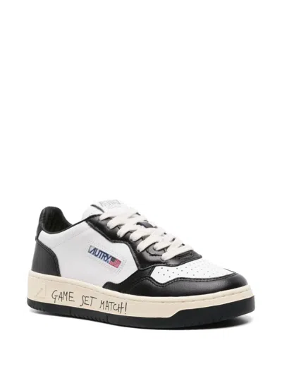 Shop Autry Medalist White Calf Leather Sneakers With Side Logo In Black