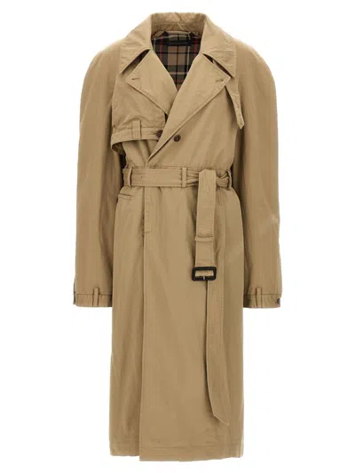 Balenciaga Maxi Deconstructed Trench Coat In Beige