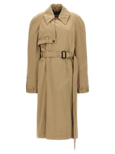 Balenciaga Maxi Deconstructed Trench Coat In Beige