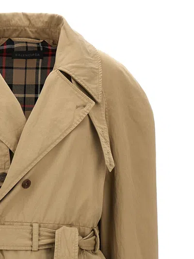 Balenciaga Maxi Deconstructed Trench Coat In Beige