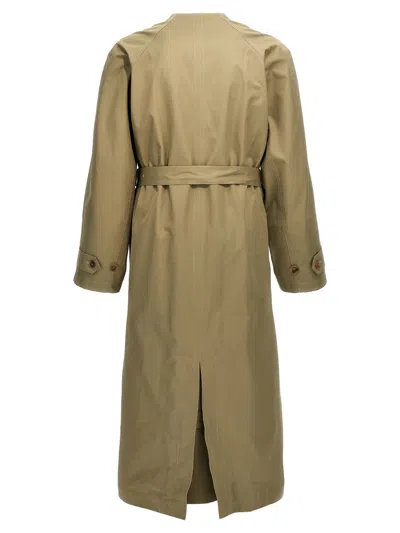 Balenciaga Check Lining Oversize Trench Coat In Beige