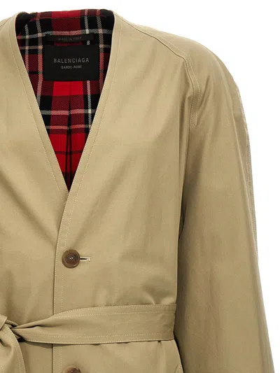 Balenciaga Check Lining Oversize Trench Coat In Beige