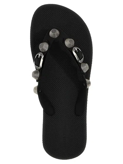 Shop Balenciaga Holiday Capsule 'cagole' Thong Sandals In Black