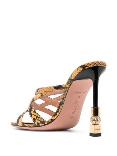 Bally Carolyn 105 Snake-embossed Leather Sandal In Yellow