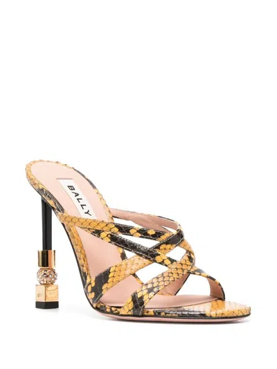 Bally Carolyn 105 Snake-embossed Leather Sandal In Yellow