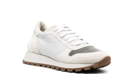 Brunello Cucinelli Bead-embellished Nylon And Suede Sneakers