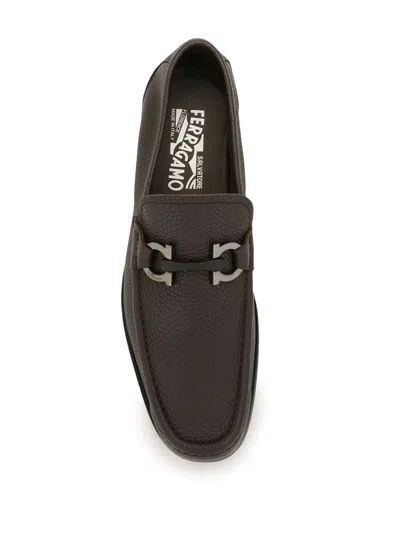Ferragamo Men's Gancini Bit Loafers In Brown