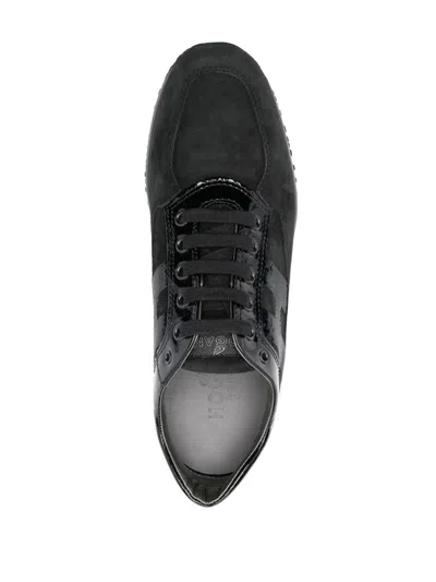 Hogan Black Suede And Patent Leather Interactive Sneakers In Black
