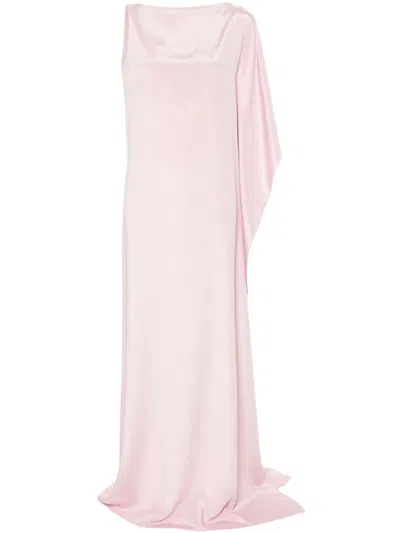 Shop Max Mara Pianoforte Silk Long Dress In Pink