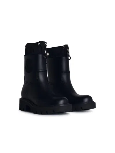 Shop Moncler 'kickstream' Black Leather Blend Desert Boots