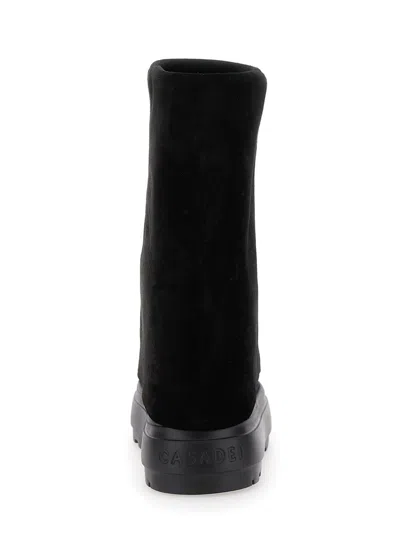 Casadei Black Boots With Turn-up With Platform In Suede Woman In Black