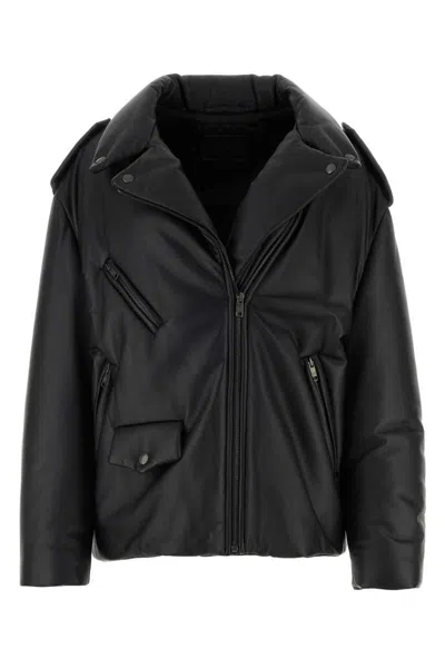 Prada Black Nappa Leather Padded Jacket In Black