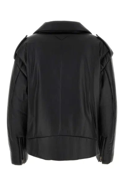 Prada Black Nappa Leather Padded Jacket In Black