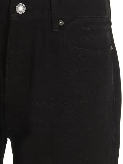 Saint Laurent Black Denim Shorts With Frayed Edge In Black