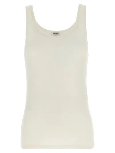 Shop Saint Laurent Rib Top In White