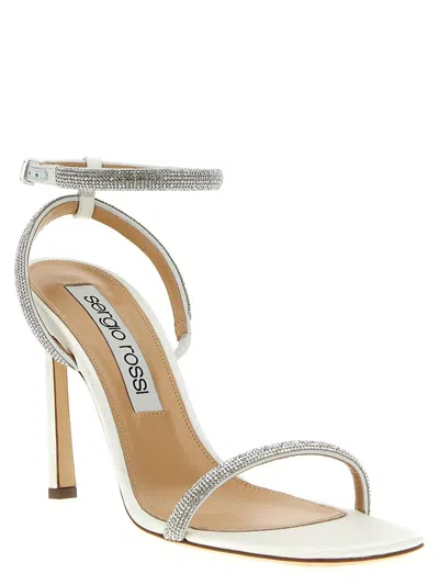 Sergio Rossi Square-headed Stiletto Sandals With High Heels In White