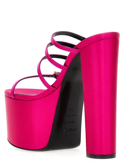 Sergio Rossi Fuchsia Open Toe Platform Heels In Fuchsia